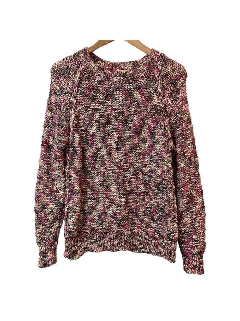 Vero Moda Girly Knit Sweater Women’s M Pink Gold Cream Chunky Pullover Casual
